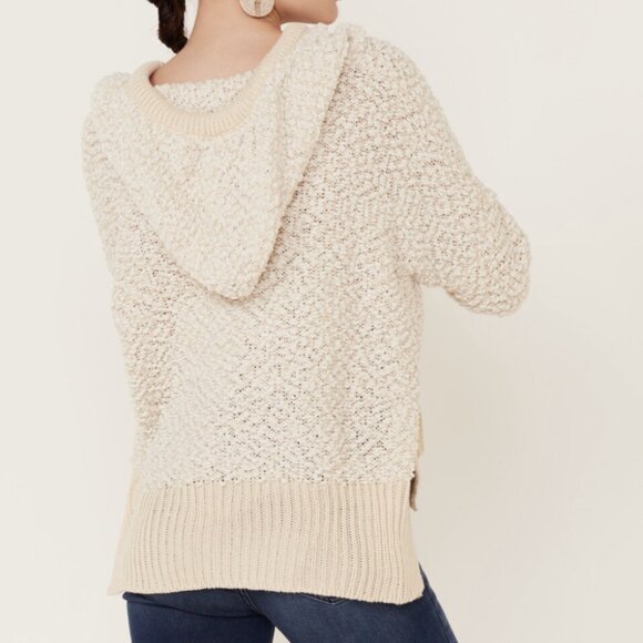 POL Sweaters - POL ANTHROPOLOGIE CREAM HOODIE SWEATER  CHUNKY KNIT COZY SOFT GIRL LARGE